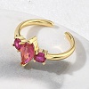Brass Micro Pave Cubic Zirconia Cuff Open Rings for Women RJEW-L343-14G-01-3