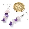 Natural Rose Quartz & Amethyst Chip Dangle Earrings Set EJEW-JE06246-01-3