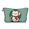 Lucky Cat Print Polyester Cosmetic Zipper Pouches PW-WG378D1-03-1