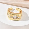 Brass Micro Pave Cubic Zirconia Cuff Open Rings for Women RJEW-L343-06G-2