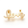 Brass Micro Pave Cubic Zirconia Letter Slide Charms ZIRC-P077-31-NR-2