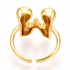 Initials Brass Open Cuff Ring for Women RJEW-N046-02W-G-3