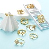 9Pcs 9 Style Adjustable Brass Micro Pave Clear Cubic Zirconia Cuff Rings RJEW-LS0001-18G-5