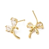 Bowknot Brass Micro Pave Cubic Zirconia Stud Earrings for Women EJEW-F316-15G-2