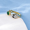304 Stainless Steel with Rhinestone and Glass Cuff Rings RJEW-Q020-04G-5