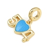 Brass Deep Sky Blue Enaeml European Dangle Charms KK-C114-06G-2