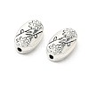 Oval with Flower Tibetan Style Alloy Beads X-TIBEB-1199-AS-LF-1
