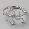 Anti-Tarnish Rhodium Plated 925 Sterling Silver Adjustable Rings Base STER-WH0011-27P-2