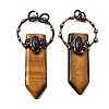 Natural Tiger Eye & Amethyst Sword Shape Big Pendants G-Q350-07J-1