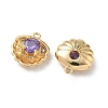 Brass Micro Pave Cubic Zirconia Shell Shape Charms KK-Z136-56G-02-2