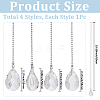 4Pcs 4 Styles Teardrop Glass Charms Ceiling Fan Pull Chain Extenders HJEW-SP0001-78-2