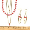 Rondelle 304 Stainless Steel & Glass Beaded Layered Necklace and Earring Set Set for Women SJEW-JS01384-02-5