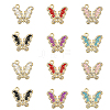 12Pcs 6 Colors Golden Alloy with Rhinestone Pendant FIND-CJ0001-79-1