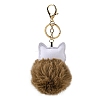 Imitation Rex Rabbit Fur Ball & PU Leather Cat Pendant Keychain X1-KEYC-K018-05KCG-03-2