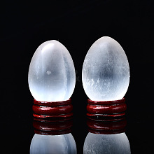 Egg Natural Selenite Figurines DJEW-PW0021-16