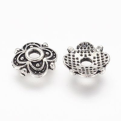 4-Petal Tibetan Style Alloy Flower Bead Caps LS-TIBE-S222-AS-NR-1