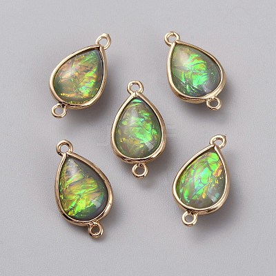 Resin Imitation Shell/Opal Connector Charms RESI-WH0035-61A-1