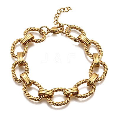 304 Stainless Steel Oval Link Chain Bracelets for Women BJEW-R021-09G-1