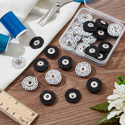 24 Sets 2 Colors Zinc Alloy Snap Buttons BUTT-NB0001-50-1
