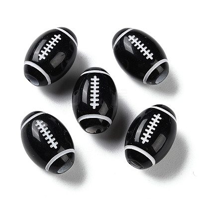 Spray Printed Opaque Acrylic European Beads SACR-P031-27B-01-1
