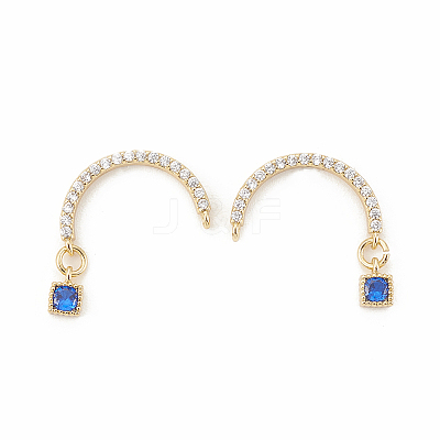 Brass Micro Pave Cubic Zirconia Stud Crawler Earrings X-EJEW-R010-04A-1