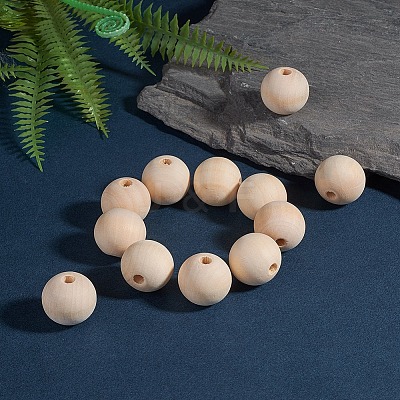 Natural Unfinished Wood Beads WOOD-S651-25mm-LF-1