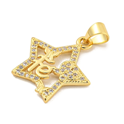 Rack Plating Brass Micro Pave Clear Cubic Zirconia Pendants KK-B091-49G-03-1