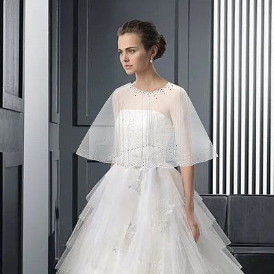 Polyester Gauze Bridal Shawl AJEW-WH0481-225-1