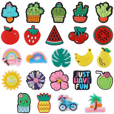 24Pcs 23 Styles Fruits PVC Plastic Beads FIND-SZ0003-67-1
