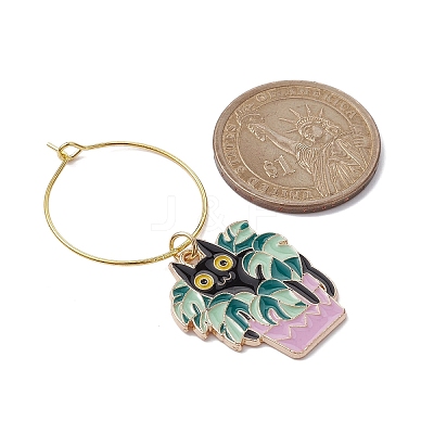 12Pcs 12 Styles Plant Cat Alloy Enamel Wine Glass Charms AJEW-JO00212-1