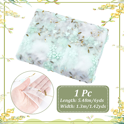 6 Yards Flower Pattern Milk Fiber Mesh Fabric DIY-NB0014-82B-1