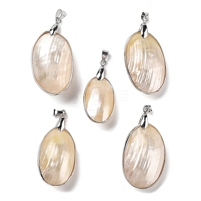 Electroplate Natural Shell Big Pendants KK-F882-05P-1