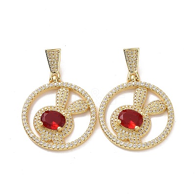 Brass Micro Pave Cubic Zirconia Pendants ZIRC-F134-26G-03-1