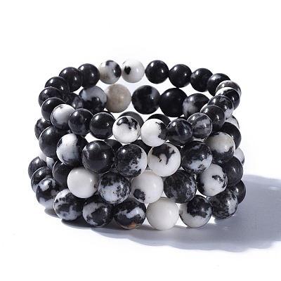 Natural Zebra Jasper Beads Stretch Bracelets BJEW-JB04164-1