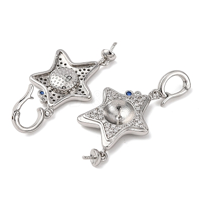 Brass Micro Pave Cubic Zirconia Star Peg Bails KK-A279-01P-1