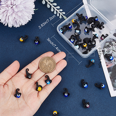 40Pcs Handmade Evil Eye Lampwork Round Pendants PALLOY-SC0004-18-1