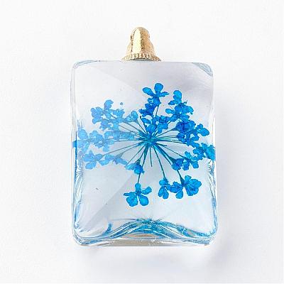 Rectangle Alloy Glass Pendants GLAA-Q047-18x25-06KC-1