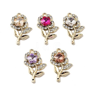 UV Plating Alloy Rhinestone Pendants FIND-A054-02G-1