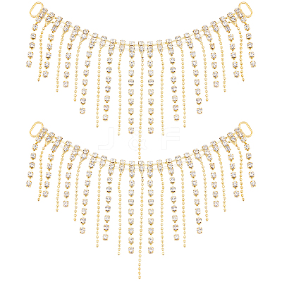 2Pcs Alloy & Glass Rhinestones Tassel Shoe Decoration Chain FIND-GF0005-26-1