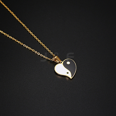 304 Stainless Steel Enamel Yin Yang Pendant Necklaces for Women LS-VV9279-2-1