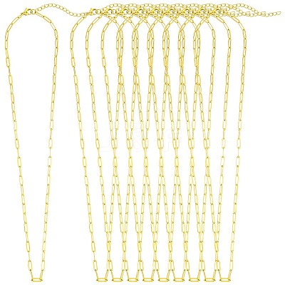 10Pcs 201 Stainless Steel Paperclip Chain Necklaces for Women NJEW-SZ0001-71-1