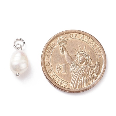 Grade B Natural Cultured Freshwater Pearl Charms PALLOY-JF01497-02-1