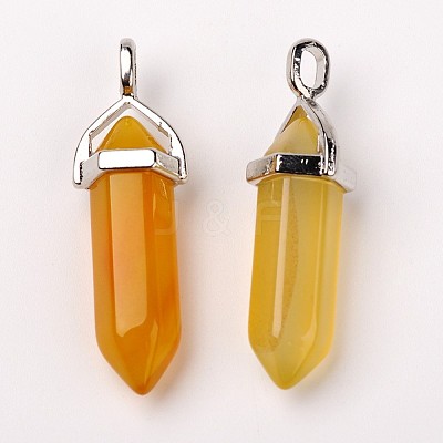 Natural Agate Double Terminated Pointed Pendants G-F295-05F-1