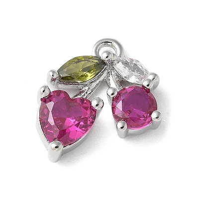 Brass Micro Pave Cubic Zirconia Pendants KK-P290-02A-P-1