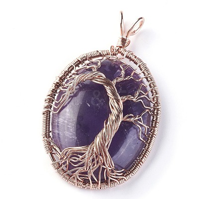 Natural Amethyst Big Pendants G-G771-C04-1