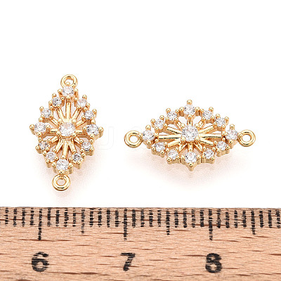 Brass Pave Clear Cubic Zirconia Connector Charms KK-T078-18G-01-1