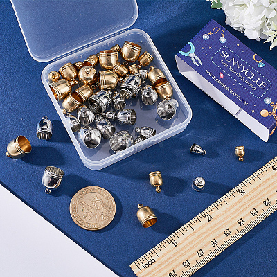 48Pcs 8 Styles Brass Cord Ends KK-SC0003-69-1