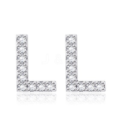 Brass Cubic Zirconia Stud Earrings EJEW-BB35118-L-1