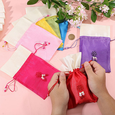 7Pcs 7 Colors Rectangle Cloth Sachet Packing Pouches ABAG-CA0001-19-1