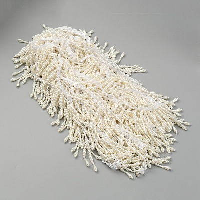 Polyester & Imitation Pearl Beaded Tassel Ribbon OCOR-WH0080-26A-1